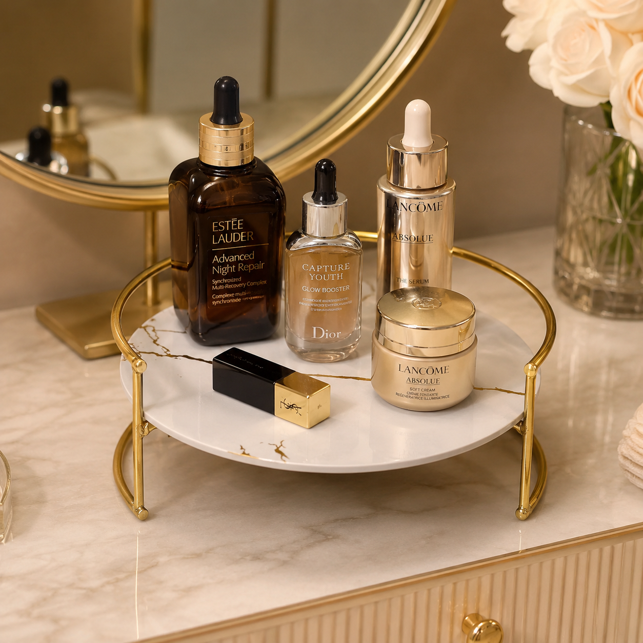 Premium Round Shape Cosmetics Organizer Tray