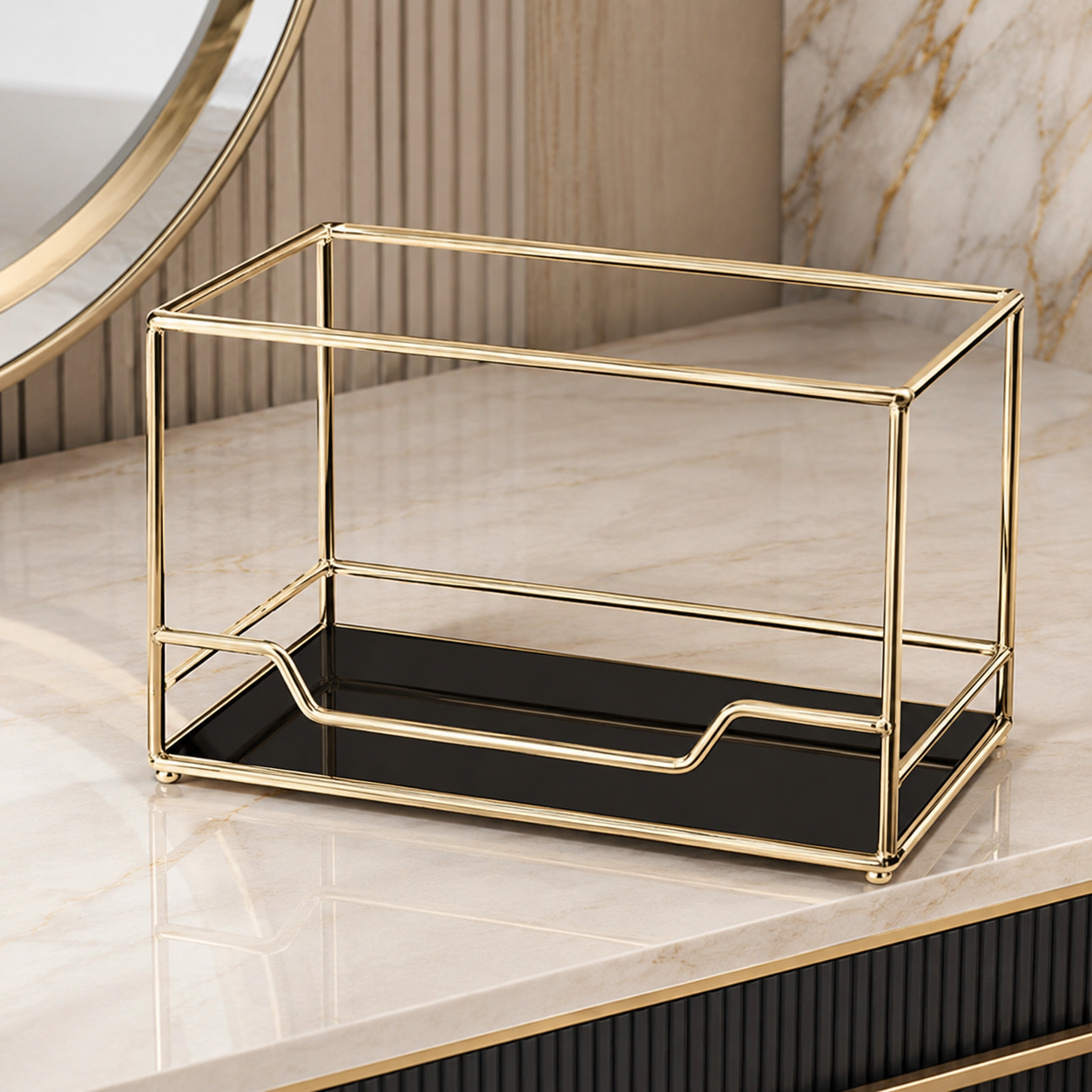 Elegant Gold Vanity Storage Basket